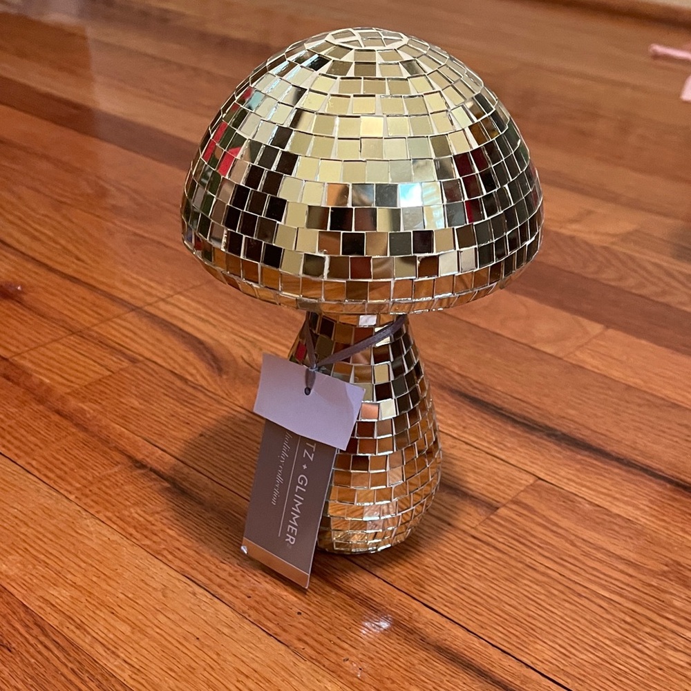 Gold Mirror Mosaic Mushroom Decor